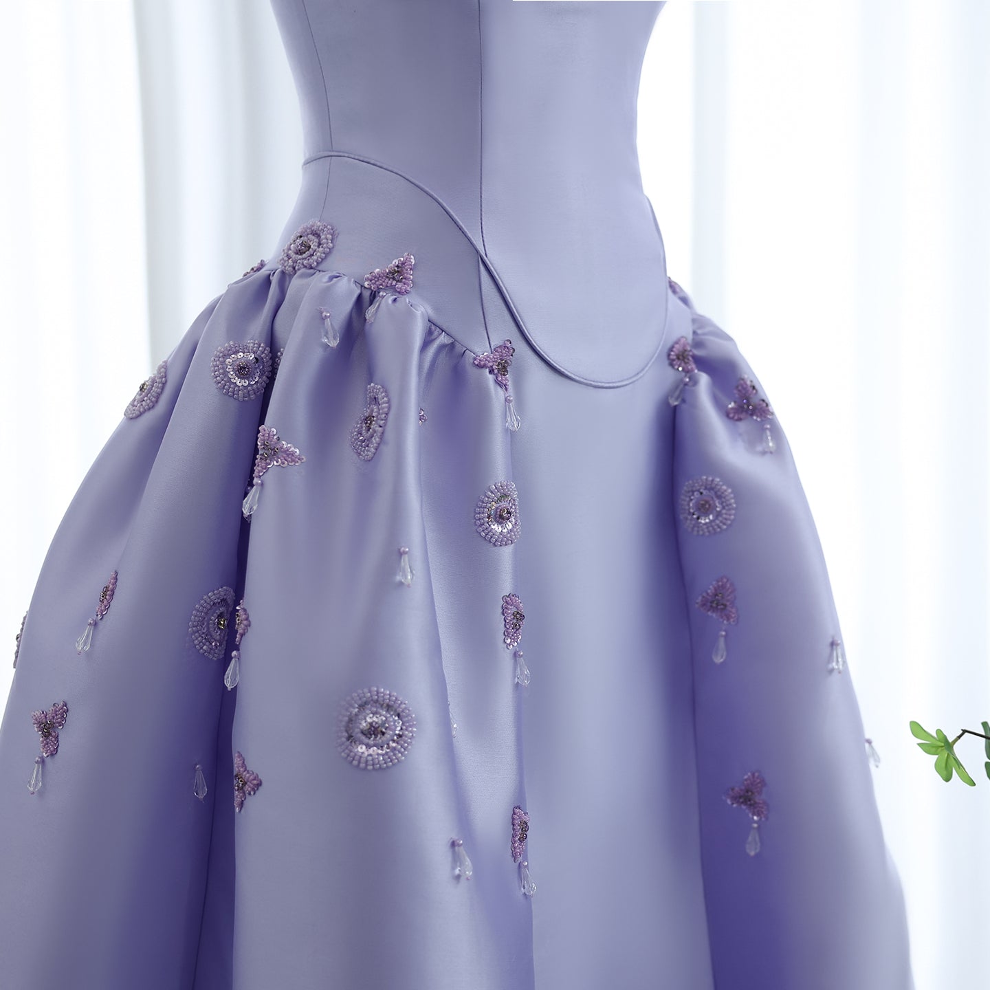 Luxury Rhinestone Lilac Strapless Evening Dress SS321A