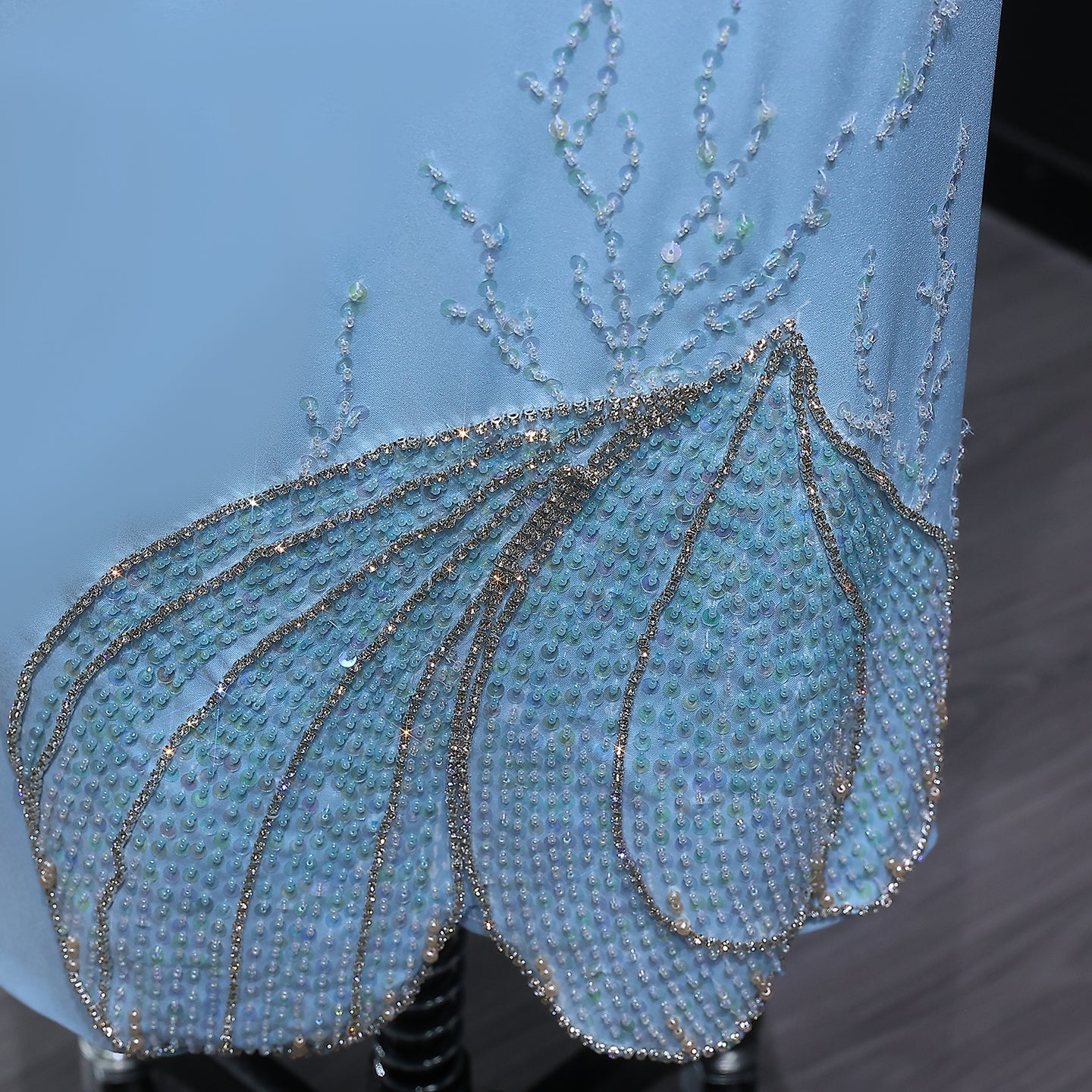 Elegant Pink Butterfly Beaded Long Sleeves Evening Dress SS262