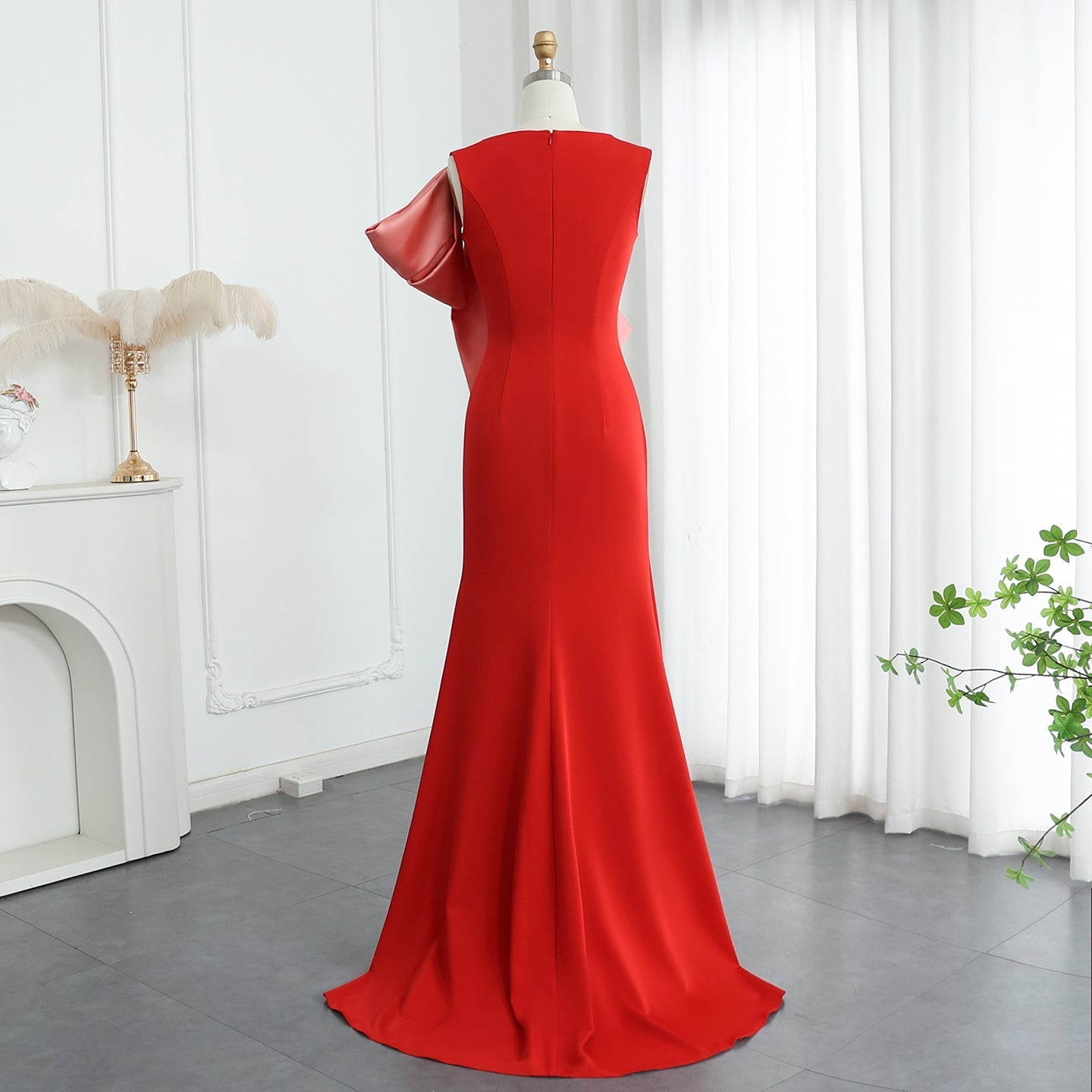 Elegant Navy Blue Mermaid Evening Dress with Bow Knot SF121