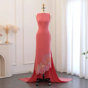 Elegant Coral Pink Butterfly Beaded Evening Dress SS471  Coral Pink / US 16