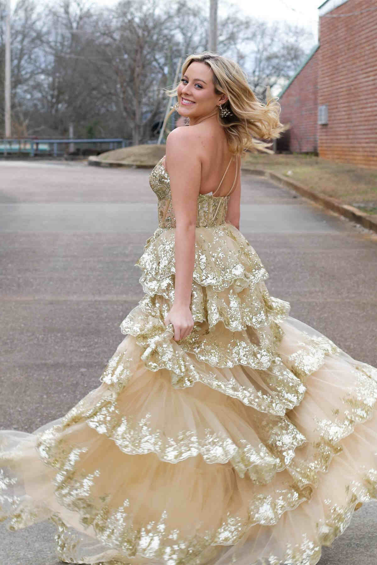 Vibrant Navy Blue Ruffles One shoulder Prom Dress with High Slit SF156