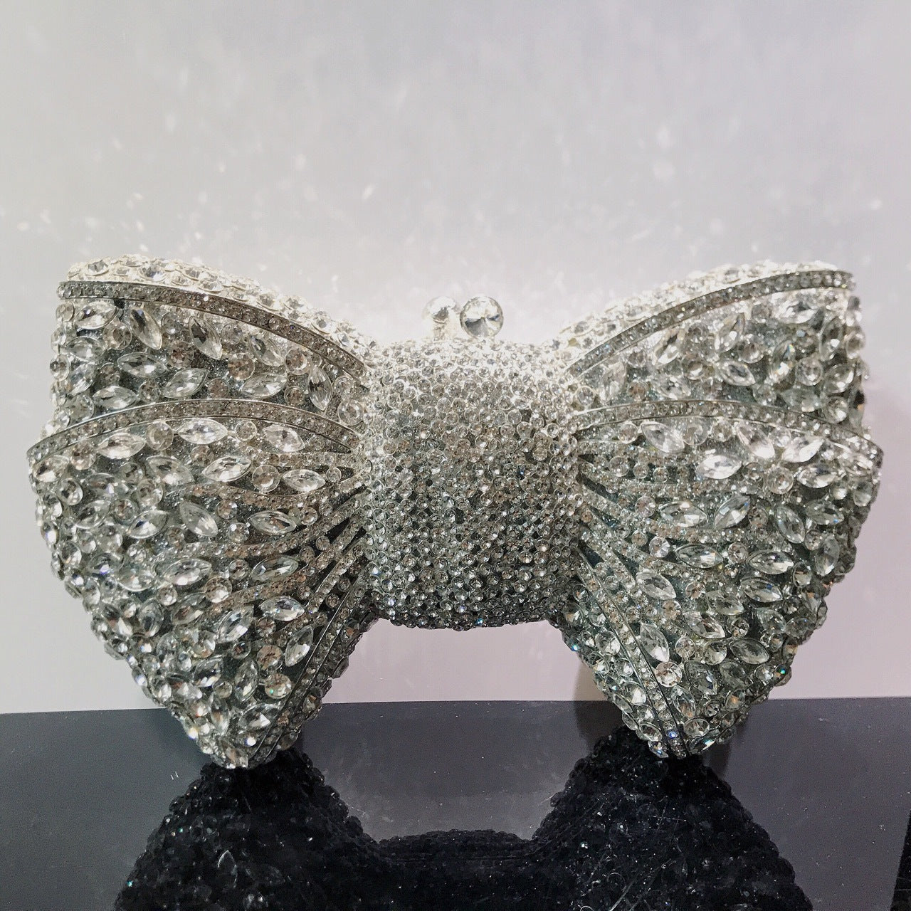 Bow-Embellished Crystal Clutch
