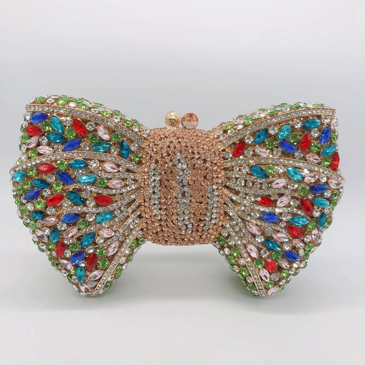 Bow-Embellished Crystal Clutch