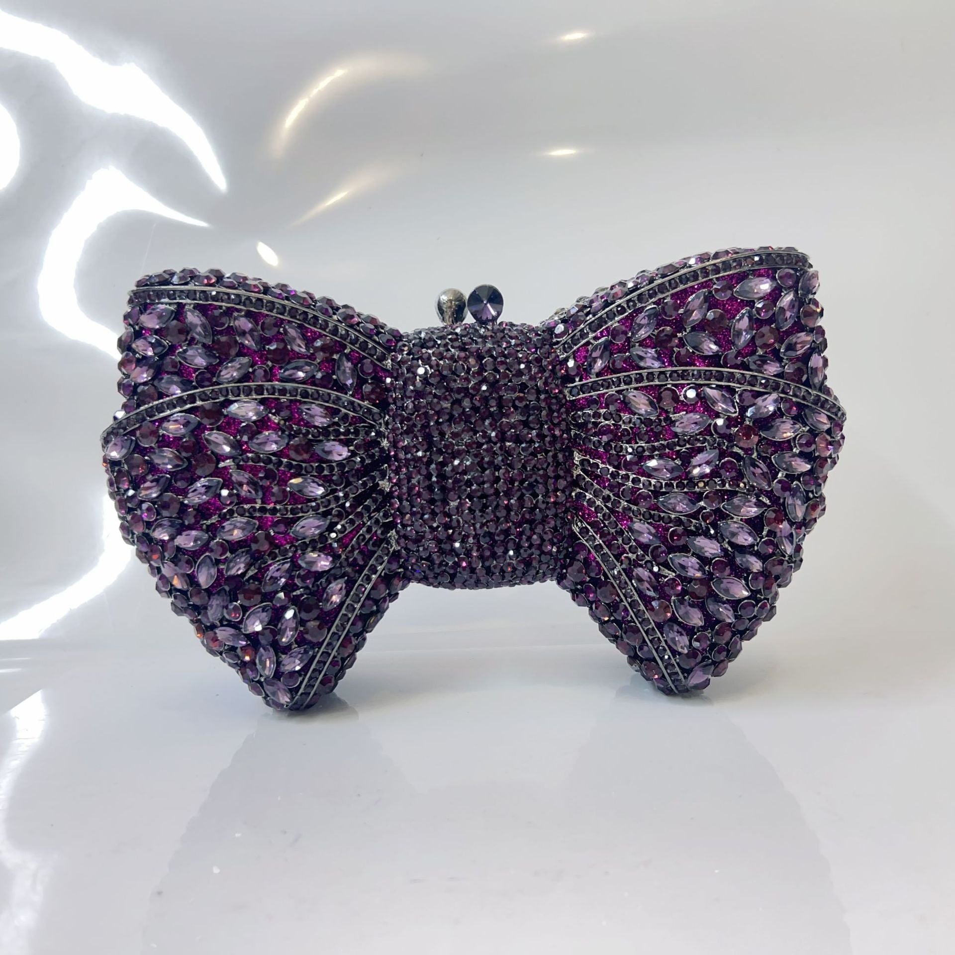 Bow-Embellished Crystal Clutch