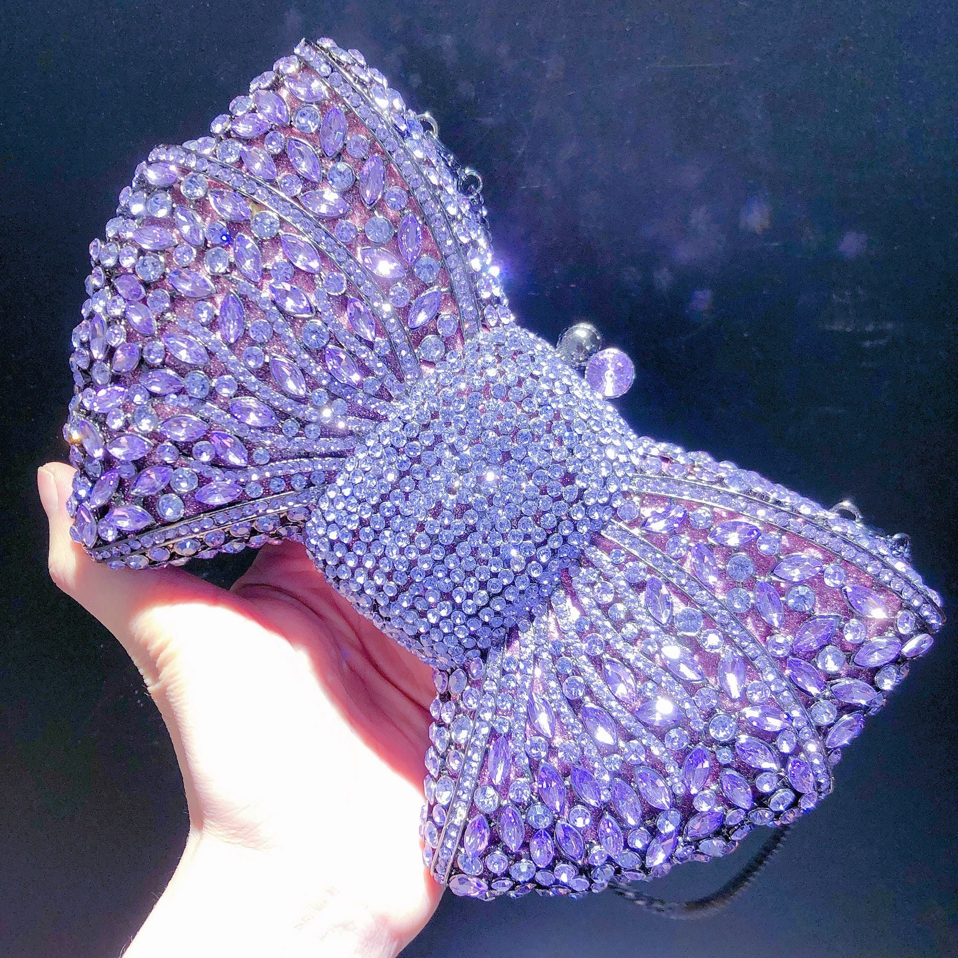 Bow-Embellished Crystal Clutch
