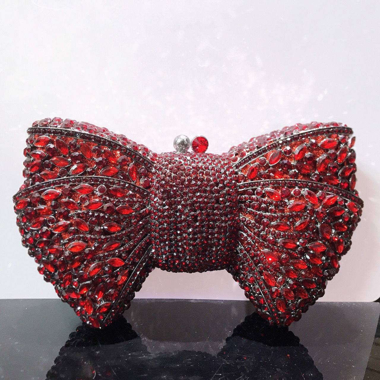 Bow-Embellished Crystal Clutch