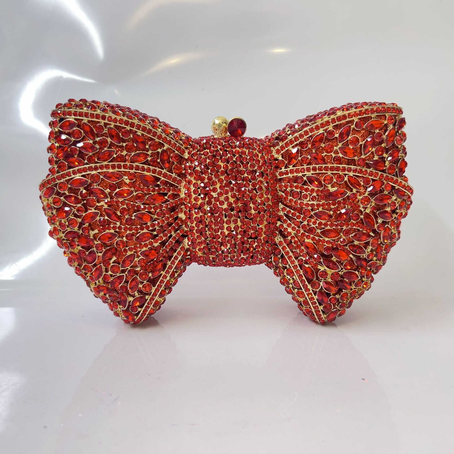 Bow-Embellished Crystal Clutch