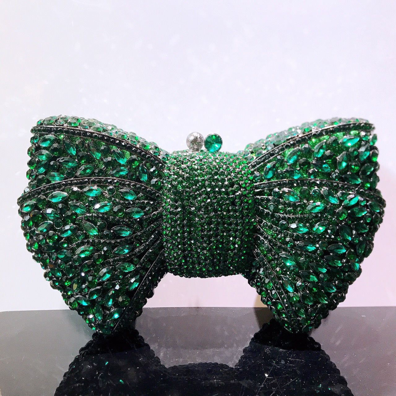 Bow-Embellished Crystal Clutch
