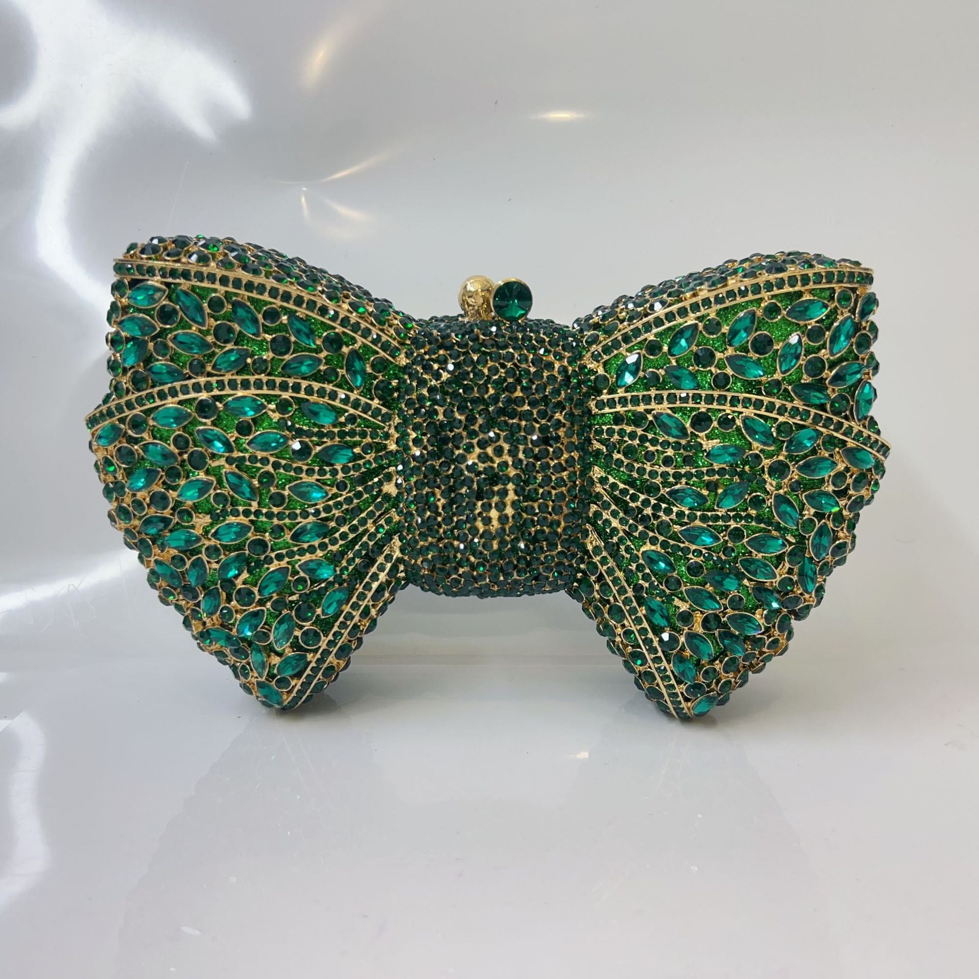 Bow-Embellished Crystal Clutch