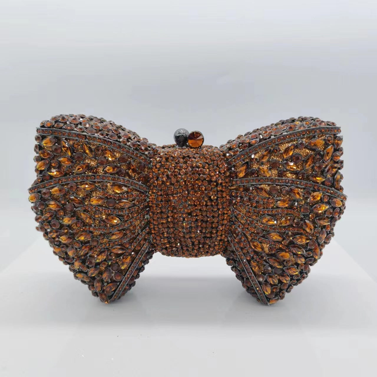 Bow-Embellished Crystal Clutch