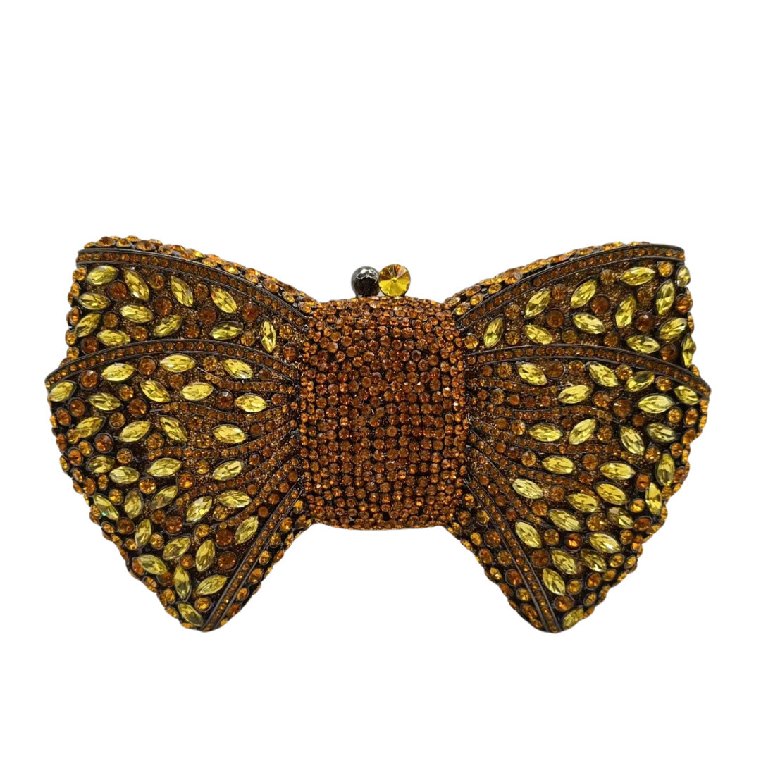 Bow-Embellished Crystal Clutch