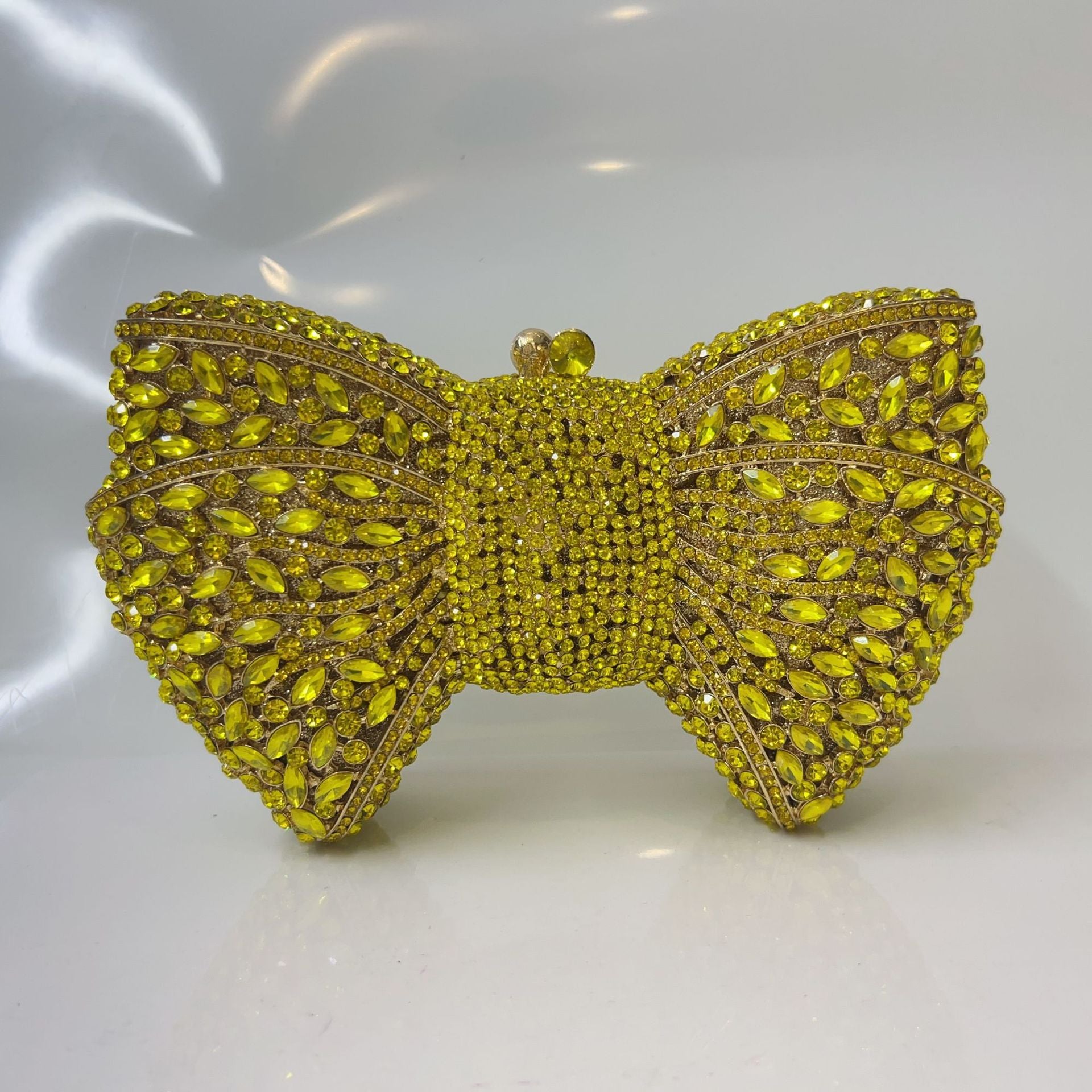 Bow-Embellished Crystal Clutch