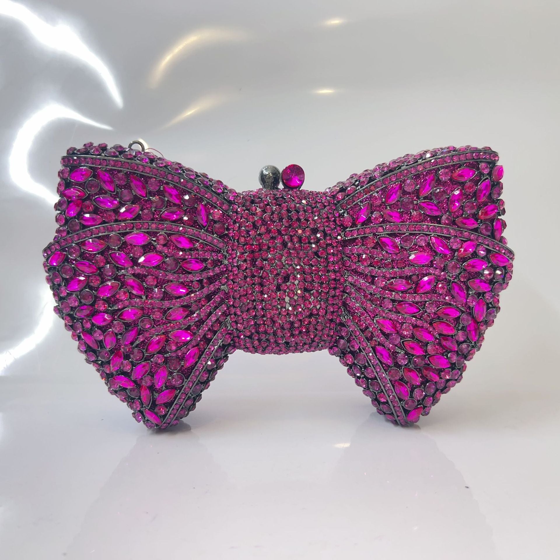 Bow-Embellished Crystal Clutch