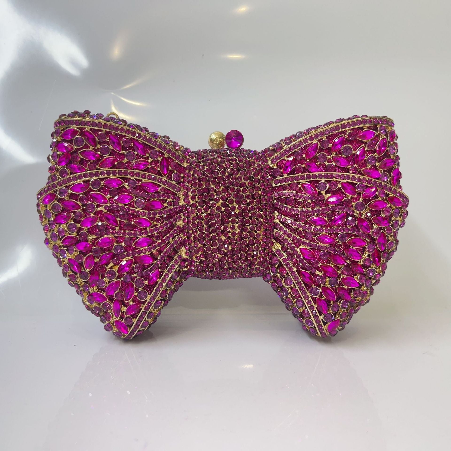 Bow-Embellished Crystal Clutch