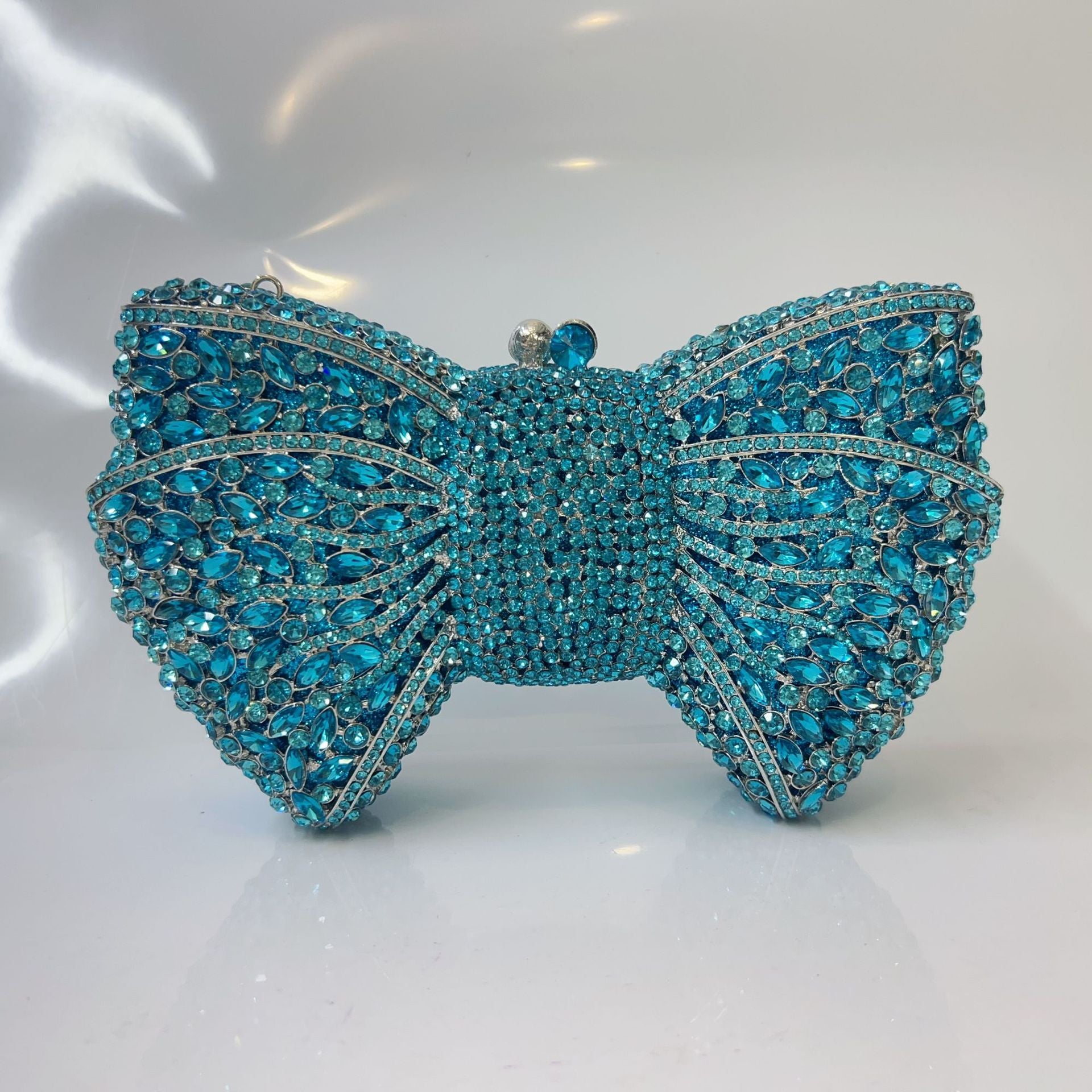 Bow-Embellished Crystal Clutch