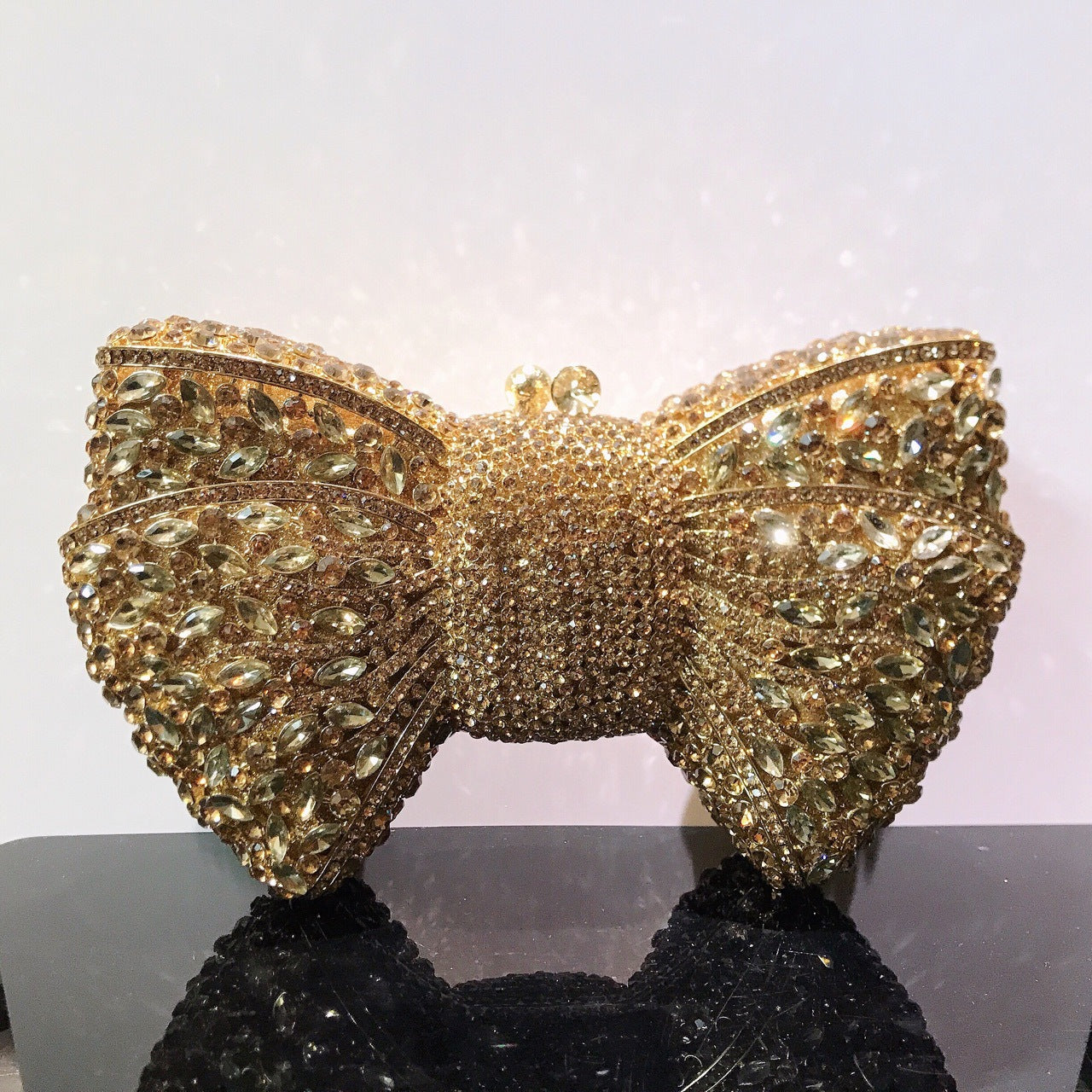 Bow-Embellished Crystal Clutch