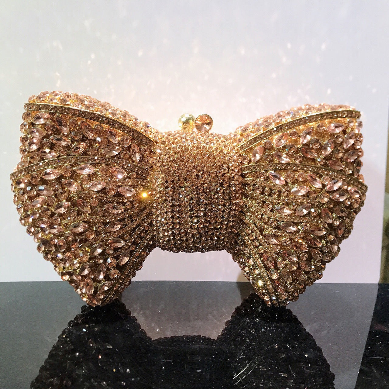 Bow-Embellished Crystal Clutch