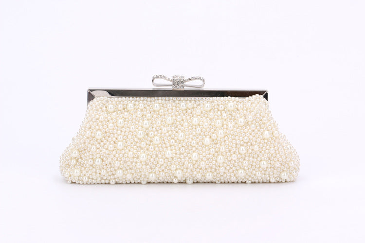 Hand-Beaded Pearl Evening Clutch Bag