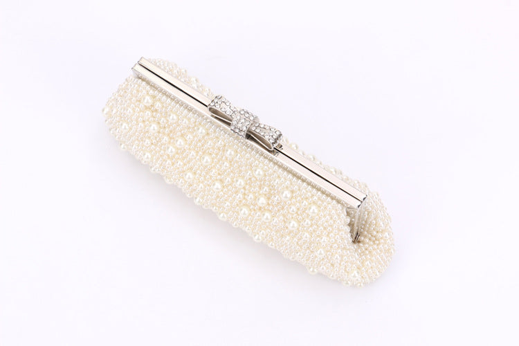 Hand-Beaded Pearl Evening Clutch Bag