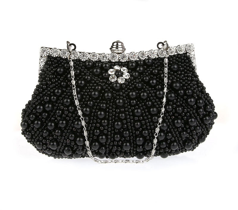 Hand-Beaded Rhinestone Evening Clutch Bag