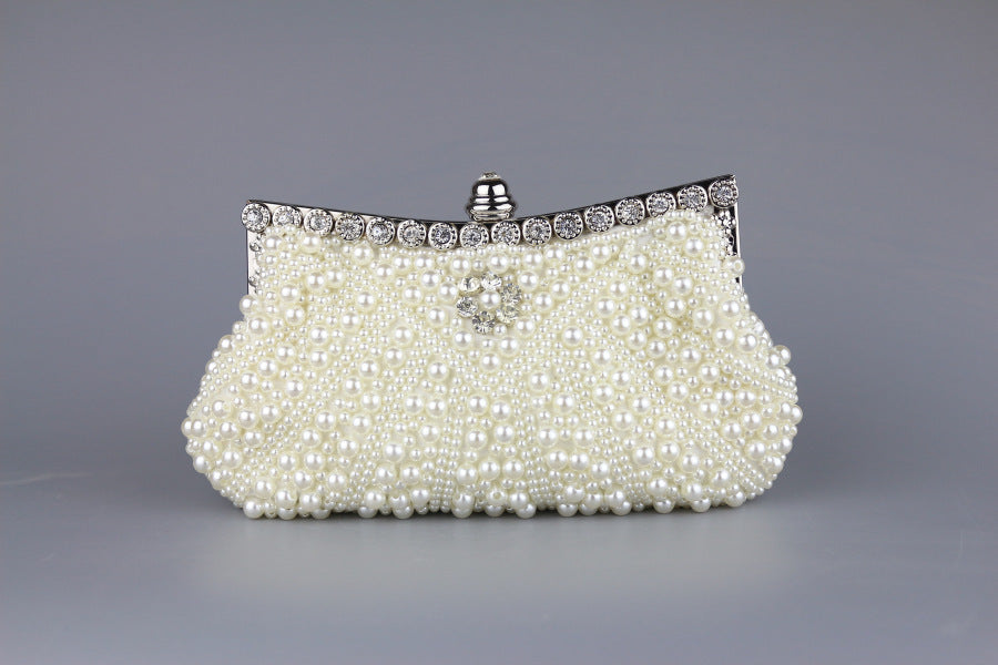Hand-Beaded Rhinestone Evening Clutch Bag
