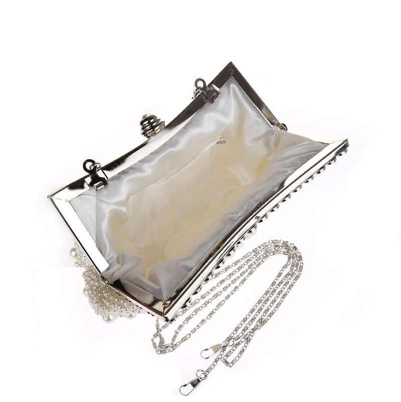 Hand-Beaded Rhinestone Evening Clutch Bag
