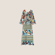 Hand-crocheted vintage floral hollow-out top and skirt set