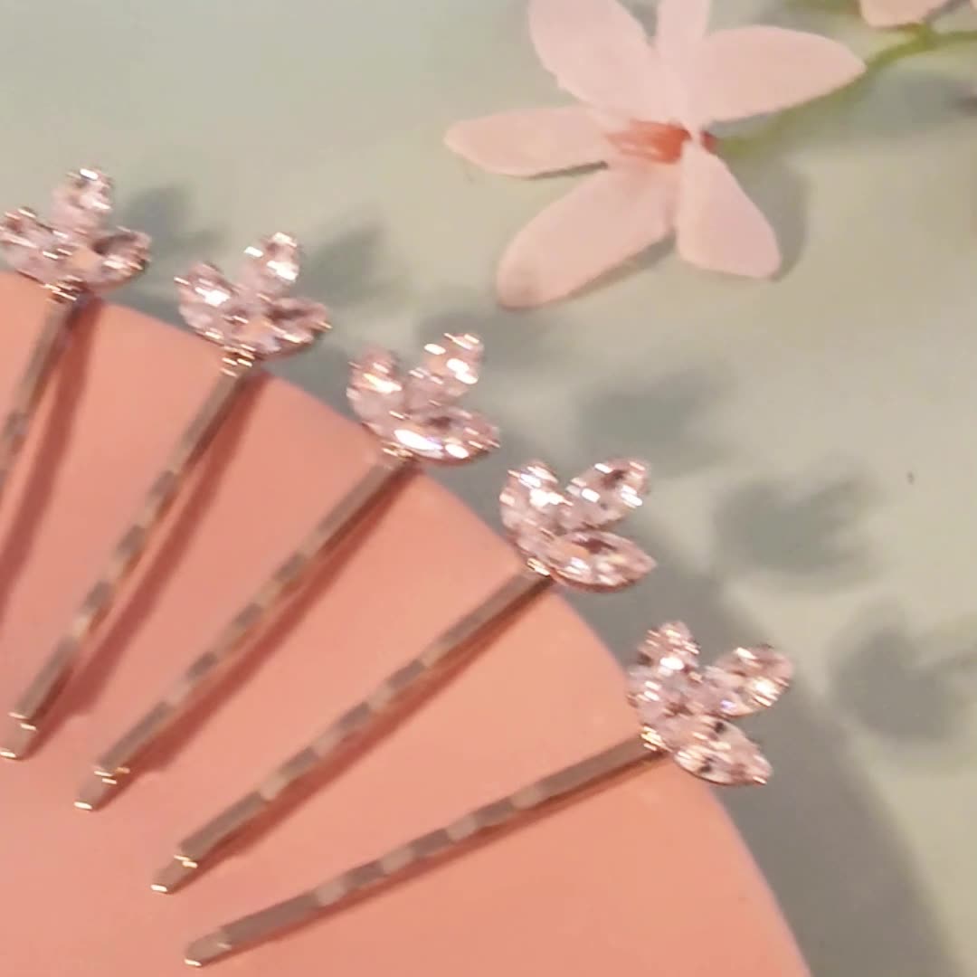 Zircon Leaf Hair Clip Set(6 pieces)