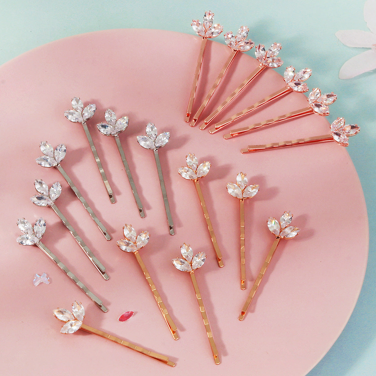 Zircon Leaf Hair Clip Set(6 pieces)