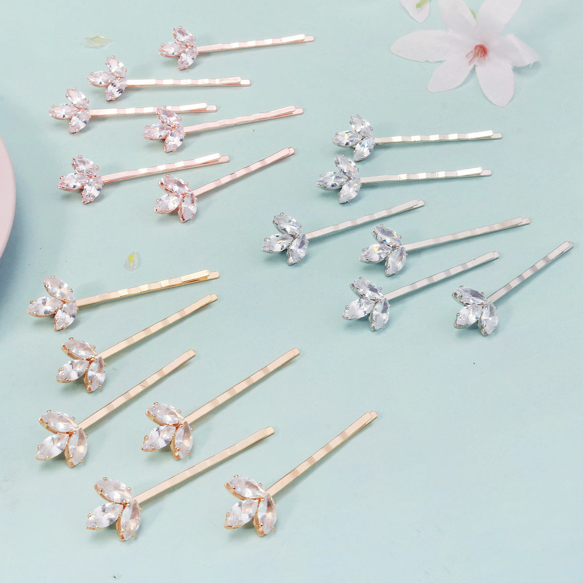 Zircon Leaf Hair Clip Set(6 pieces)