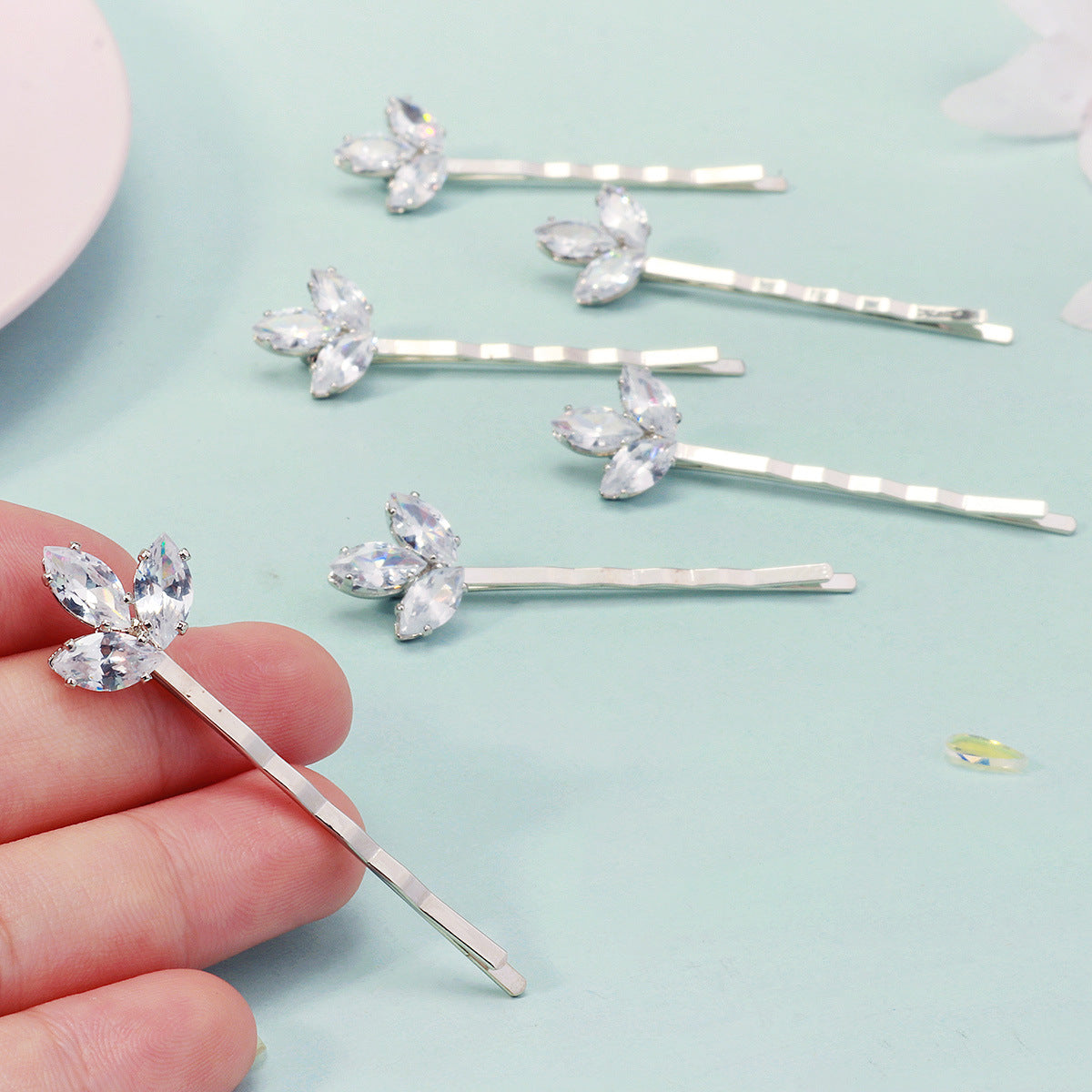Zircon Leaf Hair Clip Set(6 pieces)
