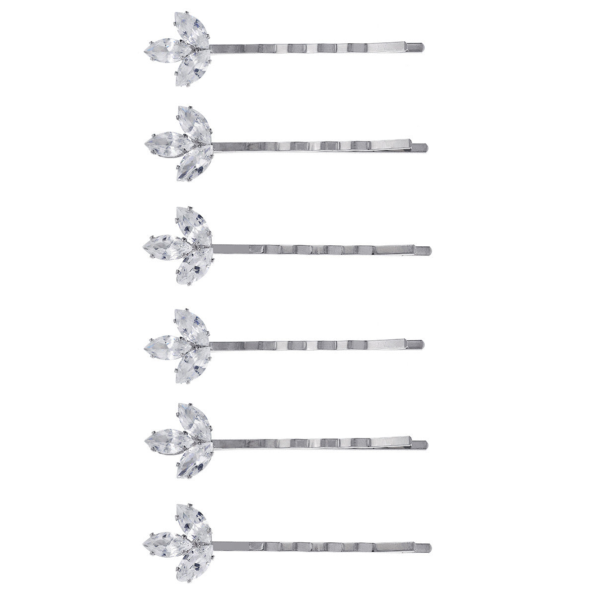 Zircon Leaf Hair Clip Set(6 pieces)