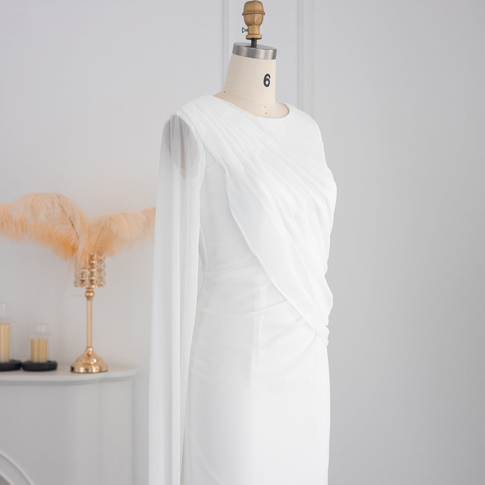 Elegant Light Blue Evening Dresses with Feathers Cape sleeve SF289