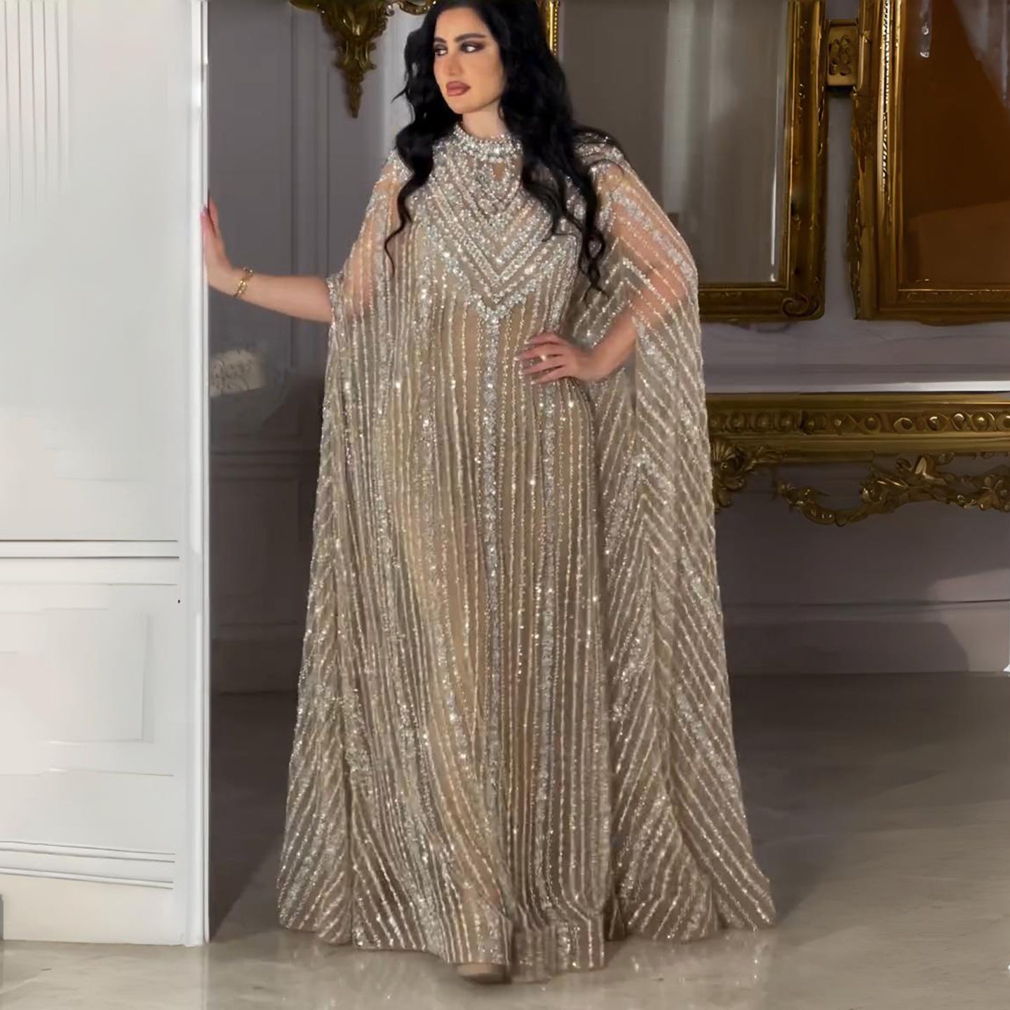 Luxury Dubai Kaftan Arabic 2 Pieces Evening Dress SS691