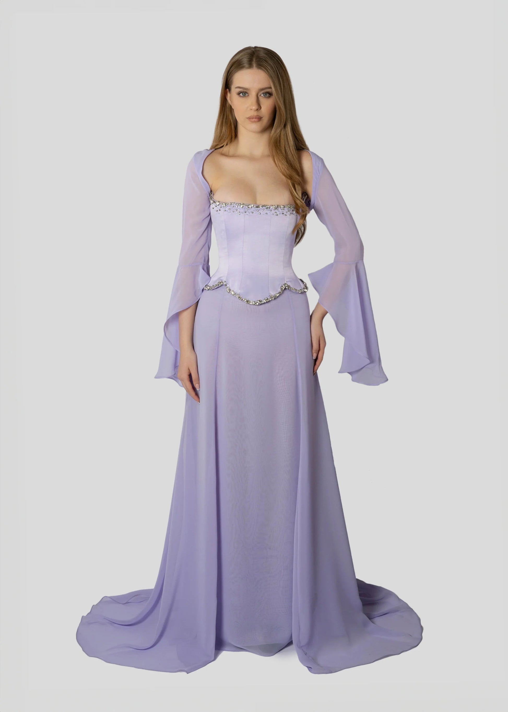 Elegant Arabic Beaded 2 Pieces Evening Dress with Jacket SF274