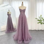 Luxury Crystal Purple Strapless Evening Dress SS699  Lilac / US 20