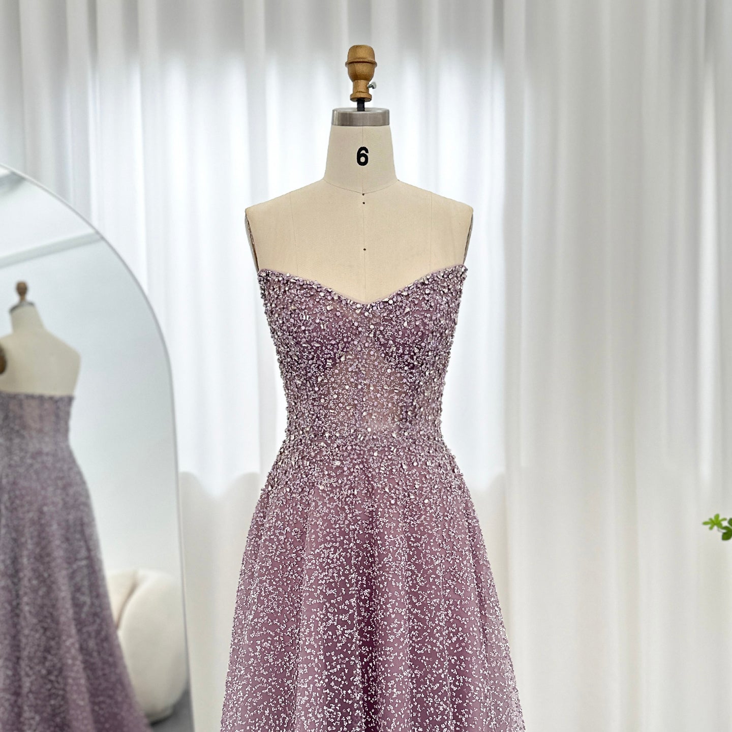 Luxury Crystal Purple Strapless Evening Dress SS699