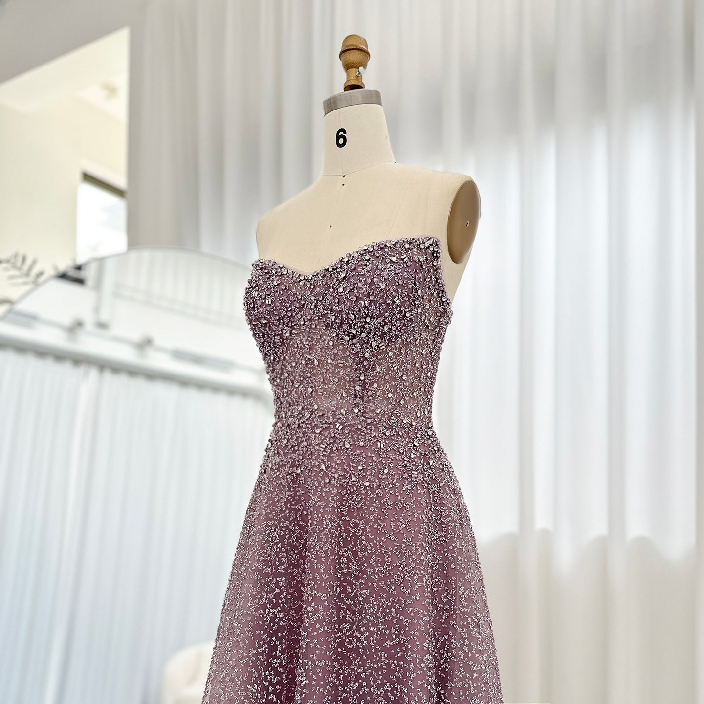 Luxury Crystal Purple Strapless Evening Dress SS699