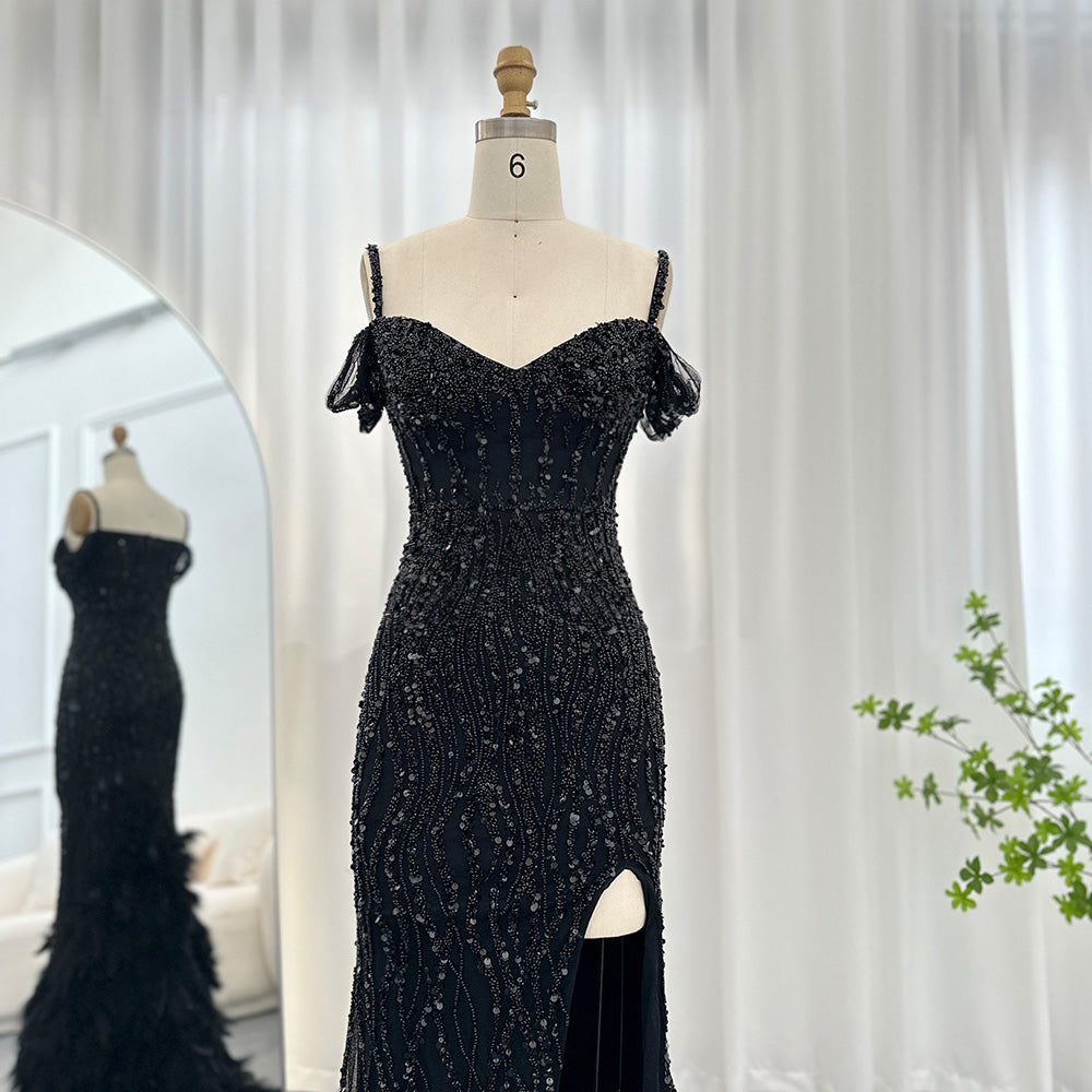 Luxury Pink Feathers Spaghetti Straps  Evening Dress SS169