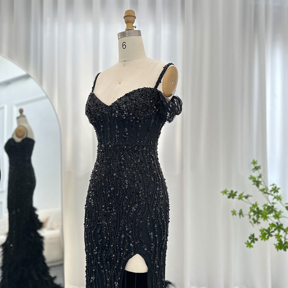 Luxury Pink Feathers Spaghetti Straps  Evening Dress SS169