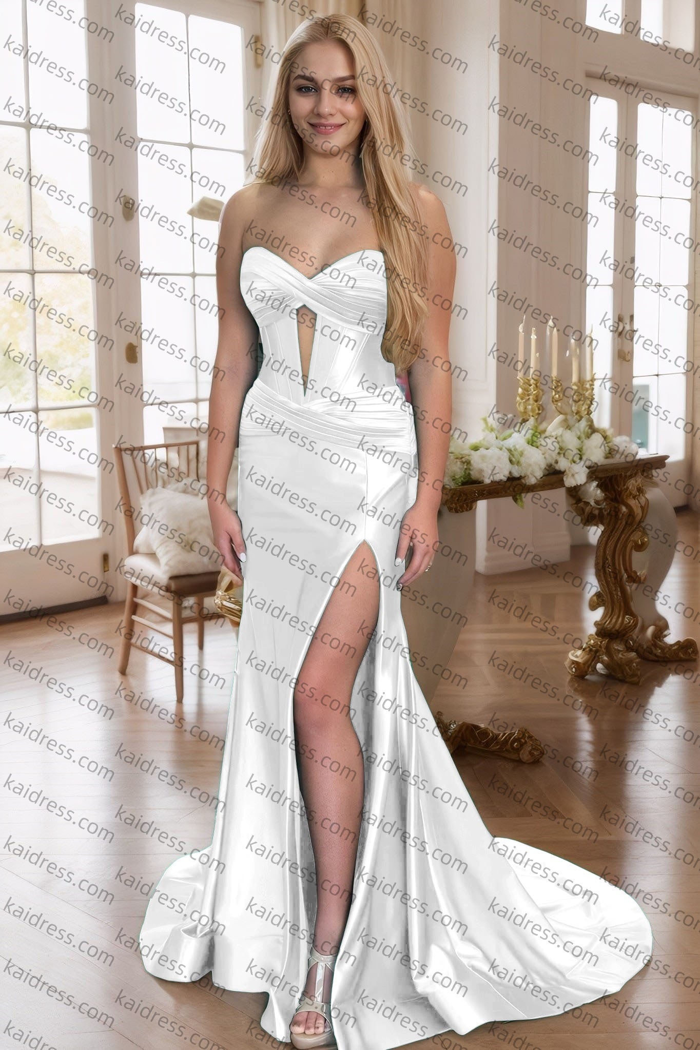 Sheath/Column Elastic Woven Satin Ruched Off-the-Shoulder Straps Sleeveless Sweep/Brush Train Prom Dresses