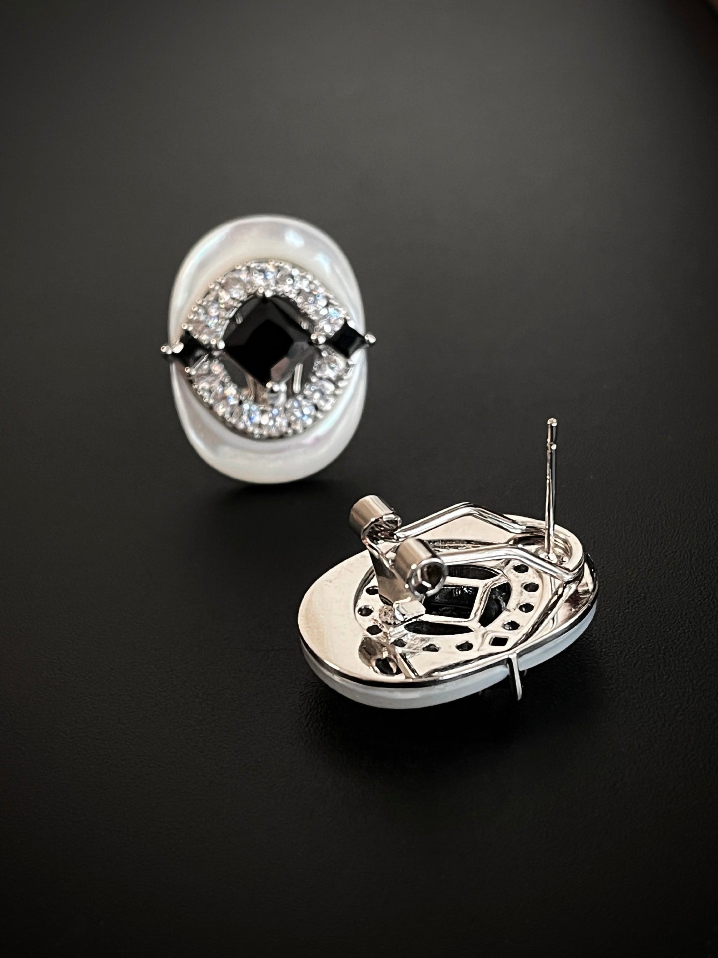 Art Deco Onyx Oval Studs