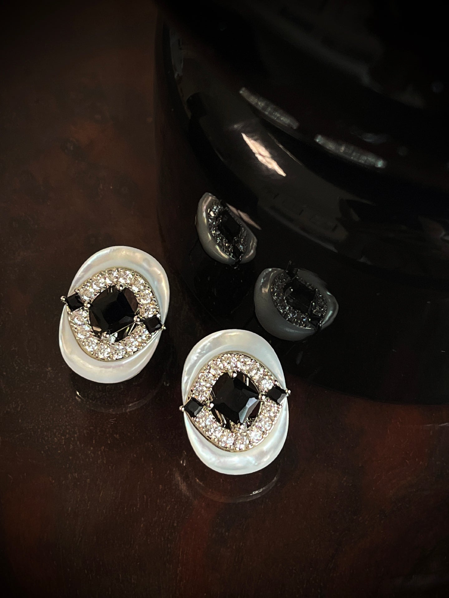 Art Deco Onyx Oval Studs