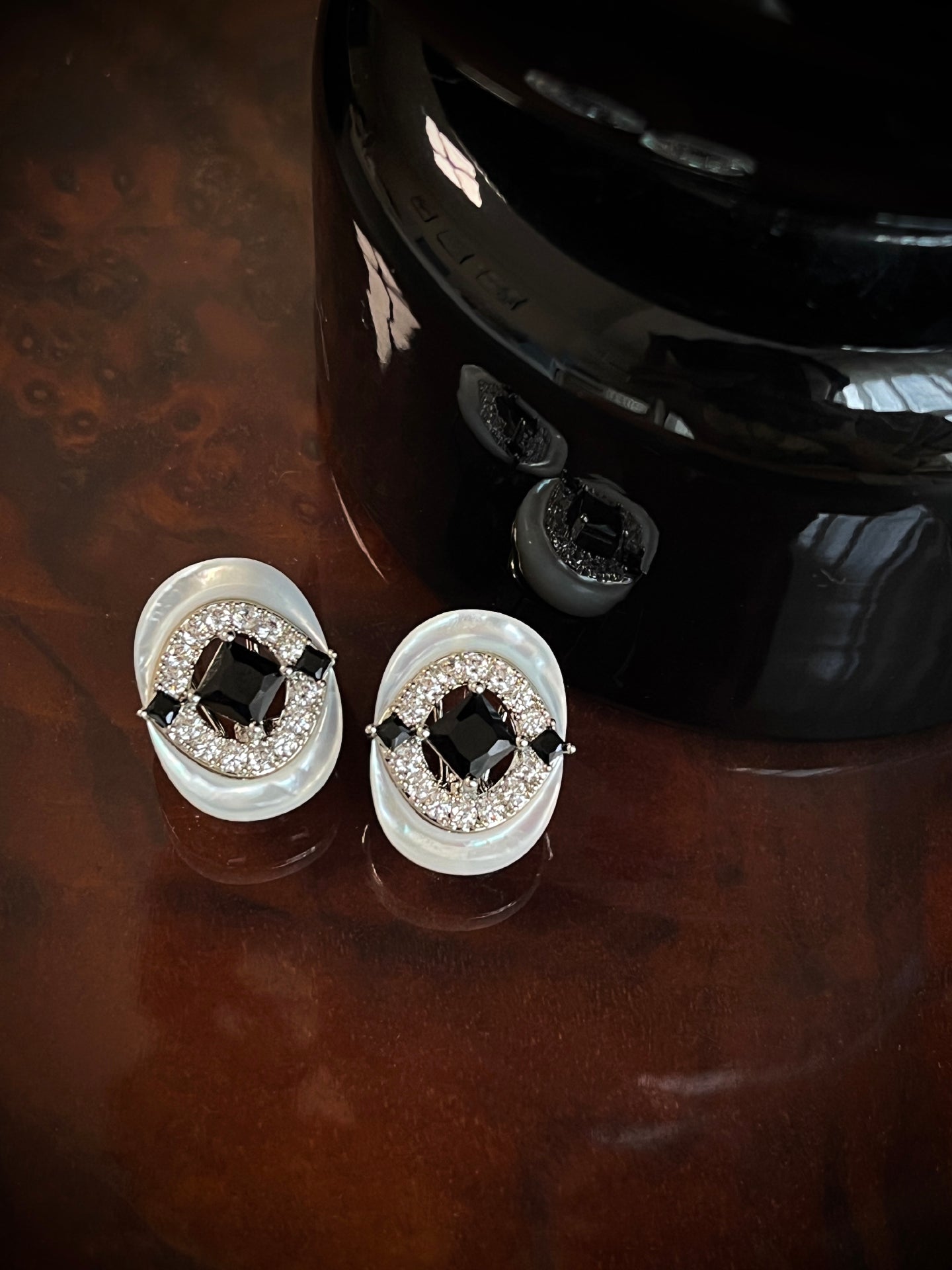 Art Deco Onyx Oval Studs