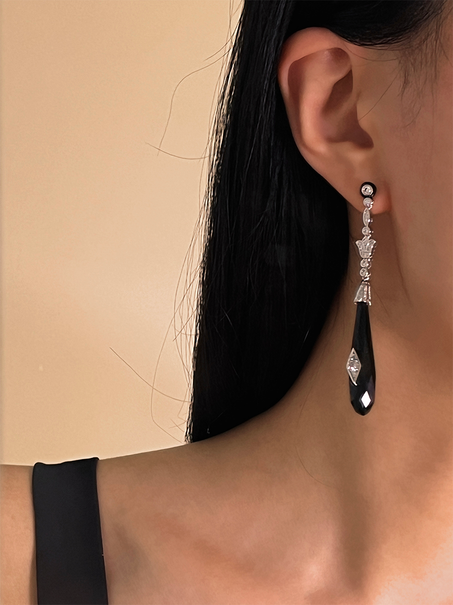 Vintage Onyx Cascade Earrings