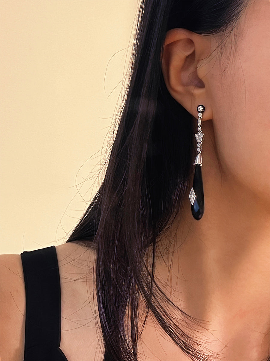 Vintage Onyx Cascade Earrings