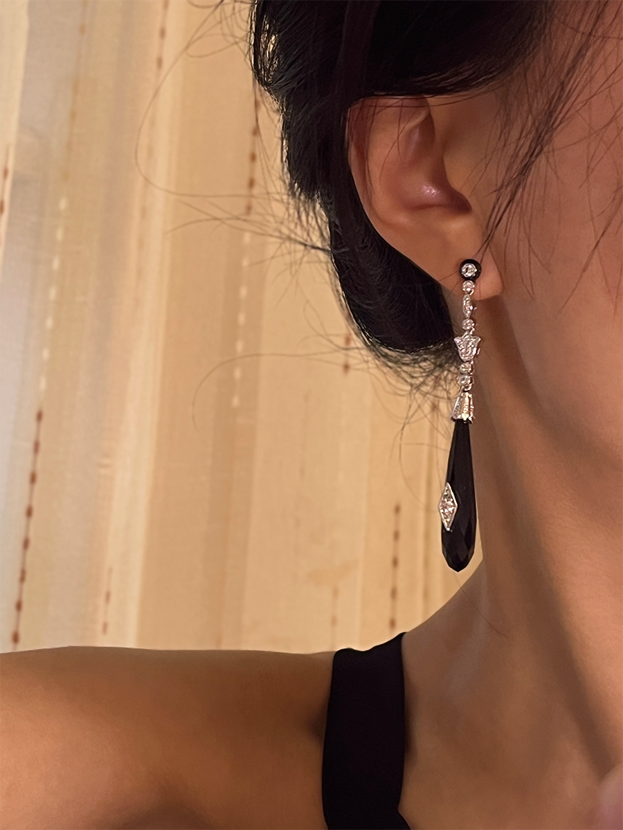 Vintage Onyx Cascade Earrings