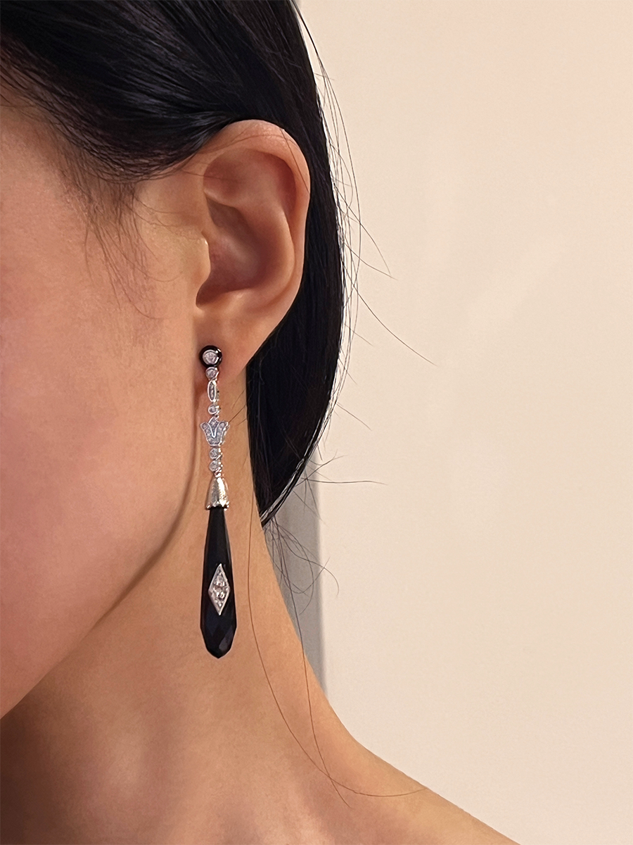 Vintage Onyx Cascade Earrings