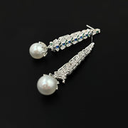 Opulent Blue-Green Gemstone Cascade Earrings