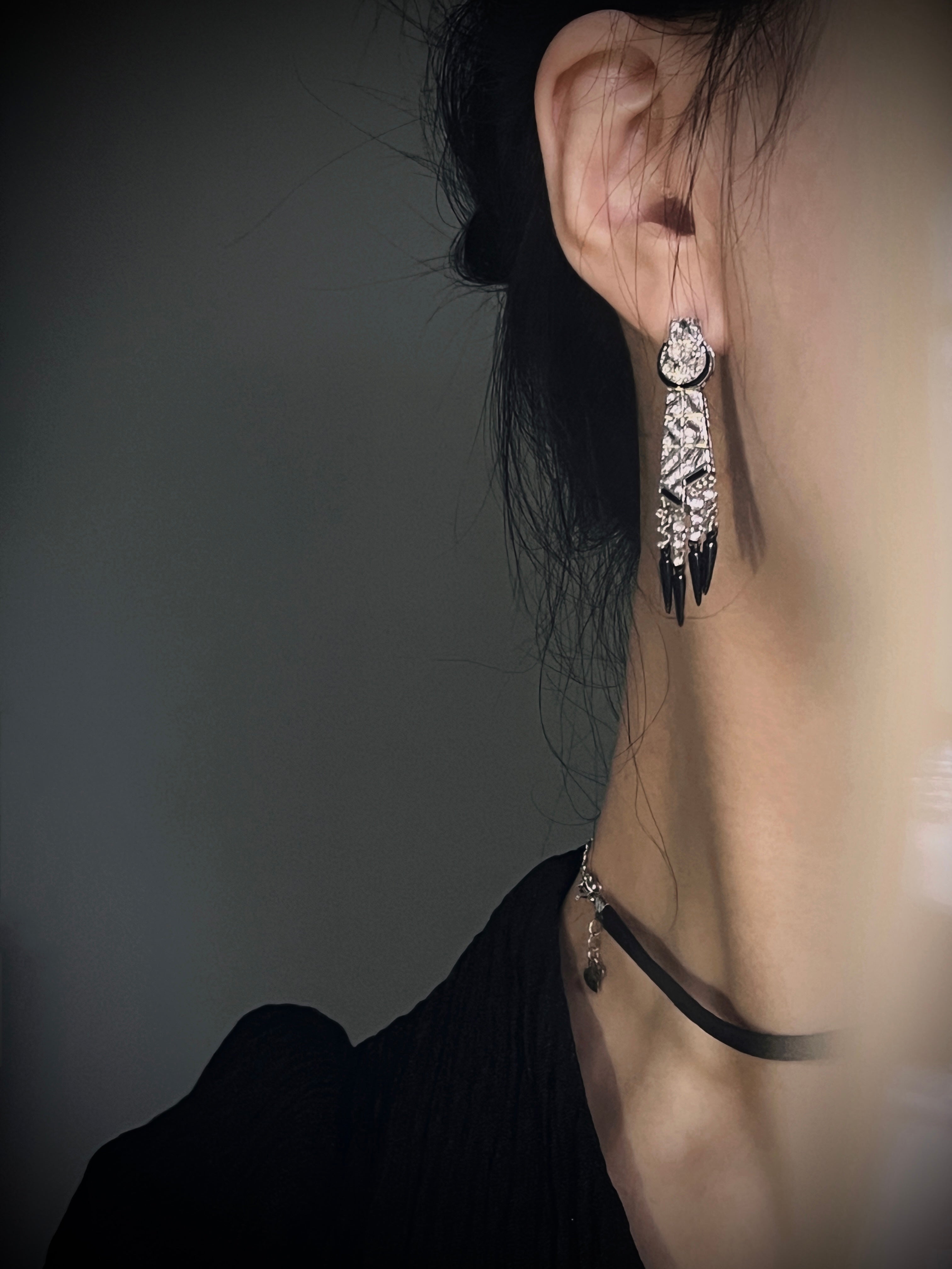 Art Deco Vintage Onyx Earrings